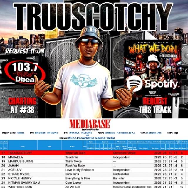 Rising Indie Artist TruuScotchy Climbs the Charts, Hitting #38 on Mediabased station P-List